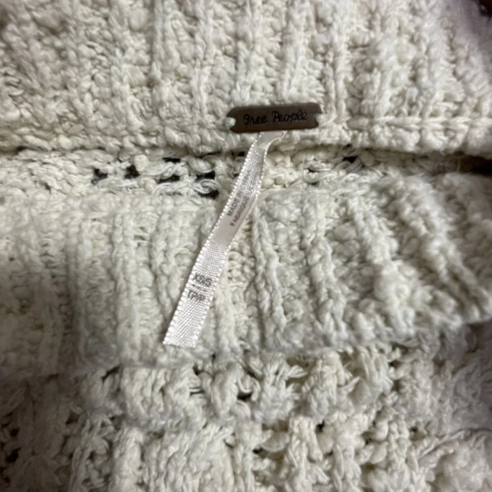 Free People Cropped Sweater Womens 2XS Cream Chunky Knit Mock Neck Pullover